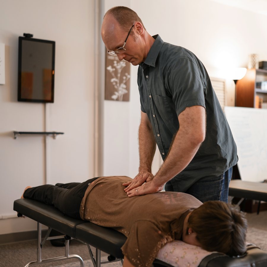Gentle hands-on contact during a session